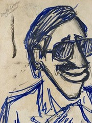 Juan David. Caricature. Ortega, ca 1978. Ink on cardboard. Original art