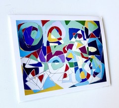 Original Painting Abstract FINE ART PRINT GICLEE Colorful Modern Cubist Signed