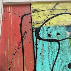 Original Mixed Media Abstract Art Painting 19×14 on Distressed Reclaimed Wood