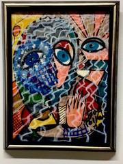 Expressive/Cubist 10”x13” Acrylic & Colored Pencil Canvas – Signed – Art. Unk.