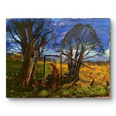 Country Path with Trees Blue Sky Landscape Painting 12×16 Original Oil