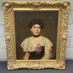 1909 Joel Nott Allen Women Portrait Oil Painting New York Amazing Frame