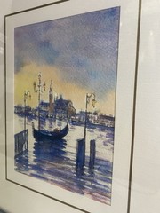 Venice Italy Watercolor Painting Original Artwork Gondola Signed Framed Matted