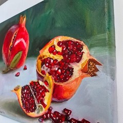 Pomegranate fruit still life original oil painting