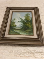 Original Framed & Matted Oil Painting Of Serene River Mexican Artist Olivares