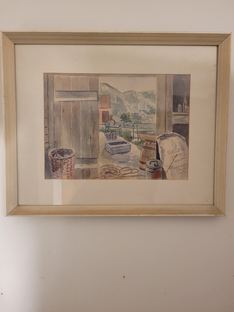 Vintage 1947 Watercolor Picture Framed Signed And Dated