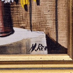 Sunflowers Miniature Oil Painting by Norma Reeves Floral Still Life 3.75×4.5