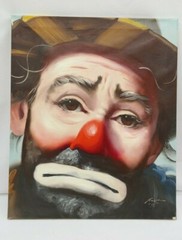 Clown Painting Rusty Rust EMMETT KELLY Oil Canvas 1982 1/250 24″ x 20″ SAD #3