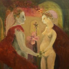 FREDERICK SPRAGUE Original Vintage Signed Figurative Double Portrait Painting