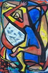 Mid 20th Century Eugenie Schein Original Gouache on Paper – Mid-Century Modern