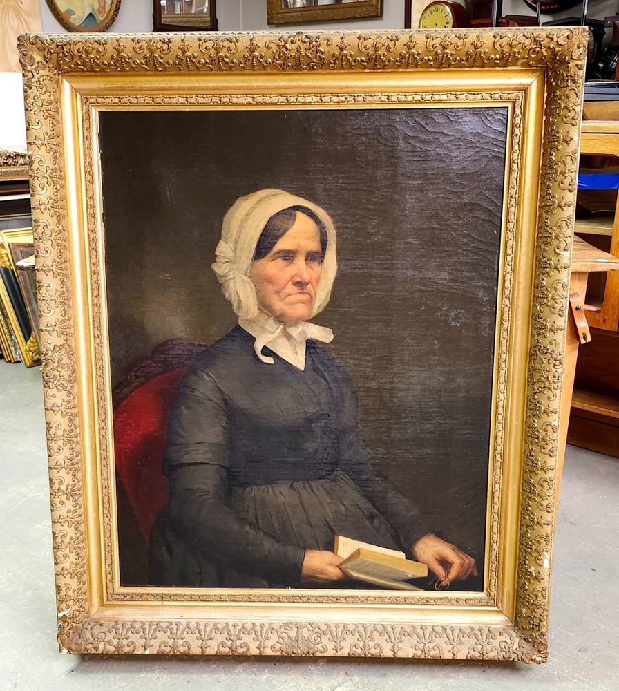 Large Antique 1840’s Old Master Portrait of a Lady Original Frame Museum Quality