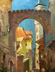 Oil Painting Old Street Of The City Y. Suprunchuk Original Landscape nAAA4178