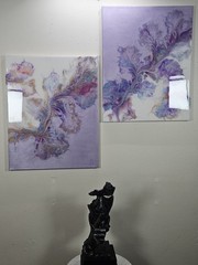 Lg 3pc set. Two 16×20 & One 20×24, Resin Coated Durch Pour Titled, Tranquility.