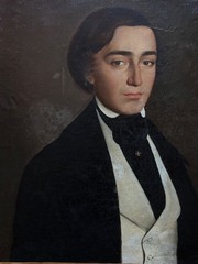 Antique Painting Portrait Of Young Man Dandy Romantic Hst Frame 19ème