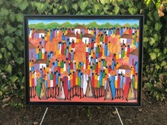 LAURENT CASIMIR Original MODERN SURREALIST LANDSCAPE Vintage Haiti Oil & Board