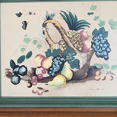 Margo Alexander Original Serigraph 24×20 Mid-Century Folk Art Still Life Fruit