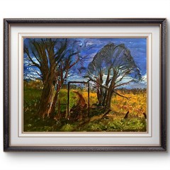 Country Path with Trees Blue Sky Landscape Painting 12×16 Original Oil