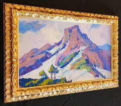 American Southwest Landscape Original Oil Painting Mountain in Ornate Gold Frame