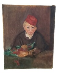 Vintage Oil Painting The Boy With Cherries After Manet By Patricia Morone