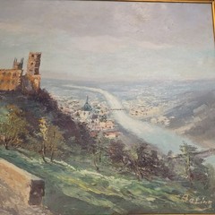 Original Oil Painting Heidelberg Castle Germany Signed Beling 34 x 25 landscape