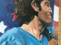 ORIGINAL BRUCE SPRINGSTEEN PAINTING 30 X 42 FRAMED BORN IN THE USA THE BOSS