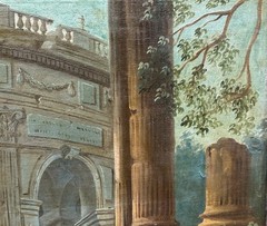 Antique Neoclassical 18th Century Landscape Oil Painting by Huberto Robert (x2)