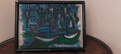 Gazebia Sirry , Egyptian 1925 -2021 Authentic Original Painting On Paper Signed