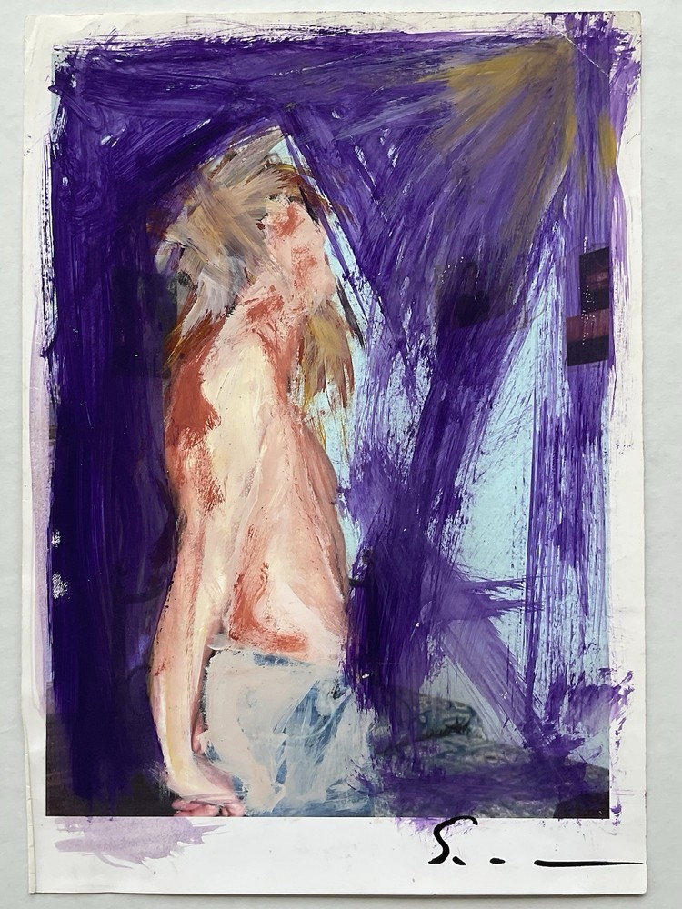 Original Signed Neo Expressionist Figural Painting Abstract Male Portrait