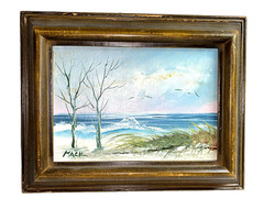 Very Crisp Warm Ocean Scene Framed Signed MACK 7.5 x 9.5 inches Original