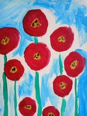 Abstract/Expressionism 11×14 Colorful Red Poppies Floral Handmade Art Painting