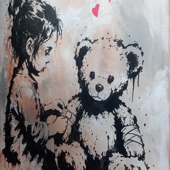 Original street art painting urban art canvas in Banksy style unique hand painted