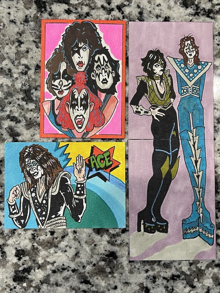 KISS CARD – ACEO – Art Sketch 2.5 X 3.5 Rock Music Painting Drawing Makeup On