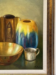 Vintage Still Life Painting Realism Arts And Crafts Sculpture Raymond Bayless