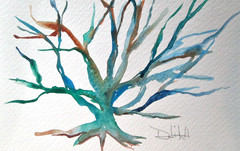 Green Coral by Delilah watercolor collectible original seascape COA