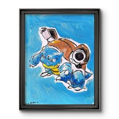 Aleph Original Blastoise 14×11 Abstract Expressionist Pokemon Painting Canvas