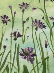 Lavender Buttons Flowers Painting Impressionism Original Paper 9×11 Unframed