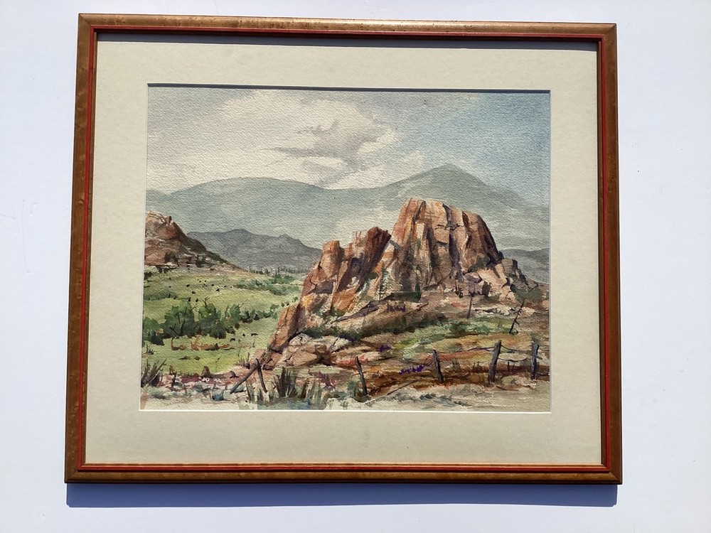 Vintage Western Landscape Watercolor Great Frame