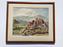 Vintage Western Landscape Watercolor Great Frame