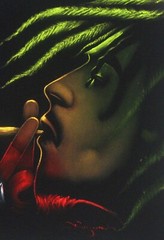 Bob Marley portrait by Zenon, size 16″x11″, original oil on black velvet JM04