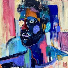Contemporary original Male Portrait Painting. Modern art 20×20 Inches Signet