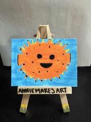 ACEO Original ATC Pufferfish Puffer Orange Marine Ocean Cute AnnieMakesArt