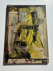 Mid Century Painting Cubist Cubism Modernism Large Oil Abstract Vintage Rare