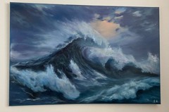 Original Seascape Oil Painting: Ocean wave Canvas (24X36) inches