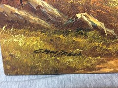 Signed Phillip Cantrell Vintage Oil Painting House in the Woods 12” x 16”