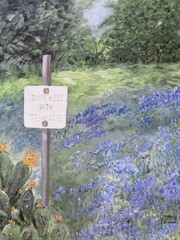 Fabulous Bluebonnet Oil Painting-“Dont Mess w Texas”-Hill Country Landscape