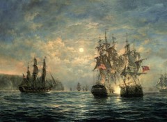 High-qualityOil painting seascape war ship The United British and American fleet