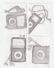 ACEO Original Art Card 2.5 x 3.5 Watercolor mini painting music