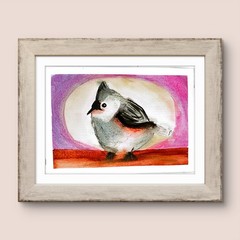 Titmouse Native Bird Original 5×7 Watercolor Painting Signed Wall Art Home Decor