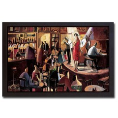 Black Framed The Red Singer by Lourenco Canvas Art (26 in x 38 in Framed Size)