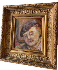 Attr. to KIKOINE (1892-1968) – School of Paris Oil – Selfportrait with Beret
